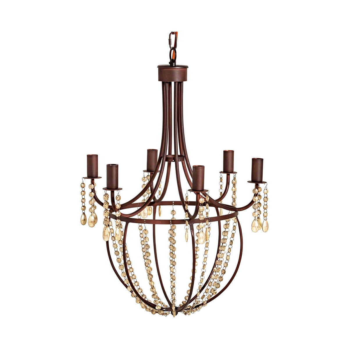 Naavia 6 Light Iron & Crystal Chandelier - Rust