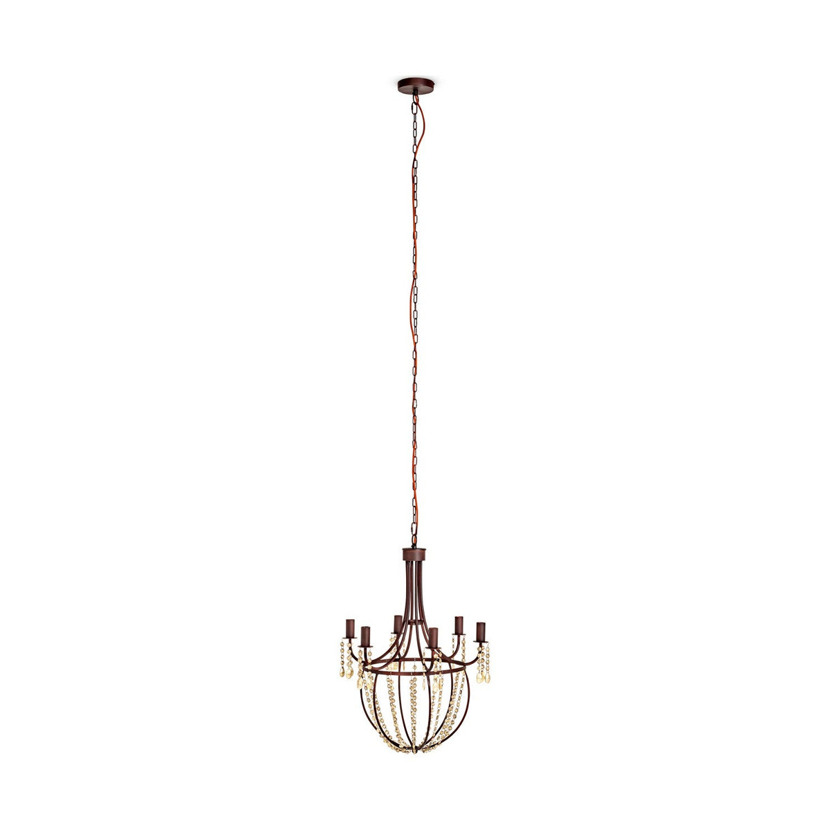 Naavia 6 Light Iron & Crystal Chandelier - Rust