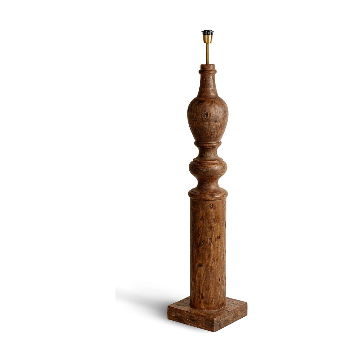Naya Carved Wood Floor Lamp Base - Chocolate Brown