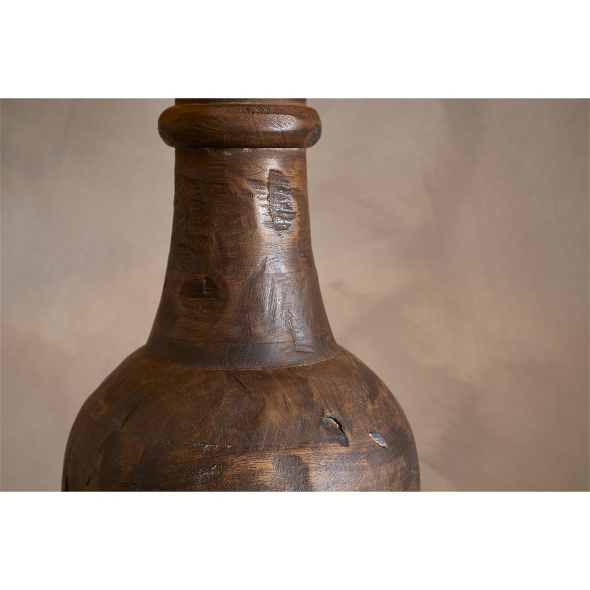 Naya Carved Wood Floor Lamp Base - Chocolate Brown