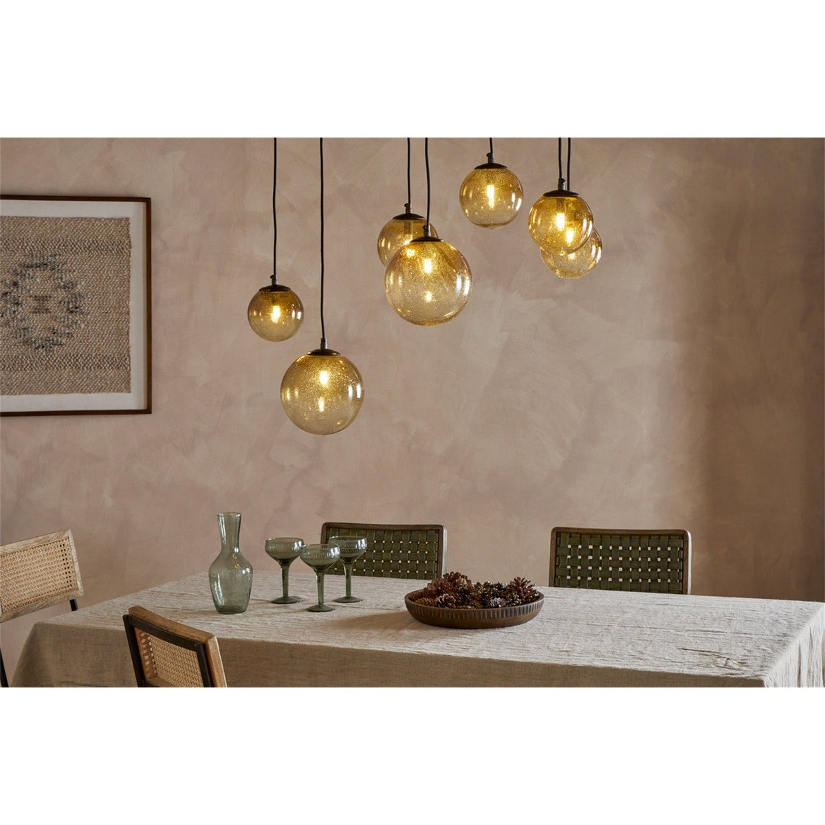 Jerami 7 Light Recycled Glass Linear Chandelier - Caramel