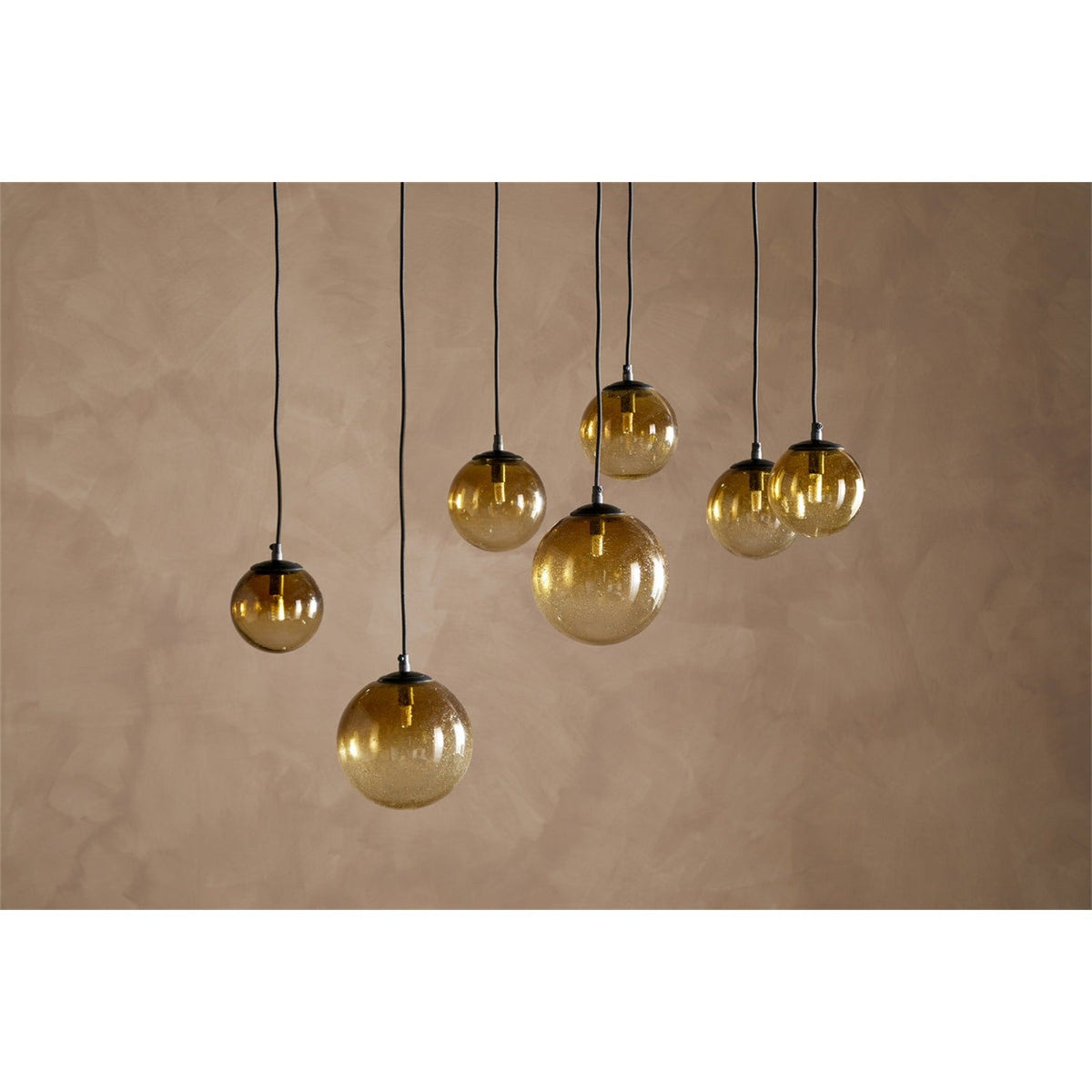 Jerami 7 Light Recycled Glass Linear Chandelier - Caramel