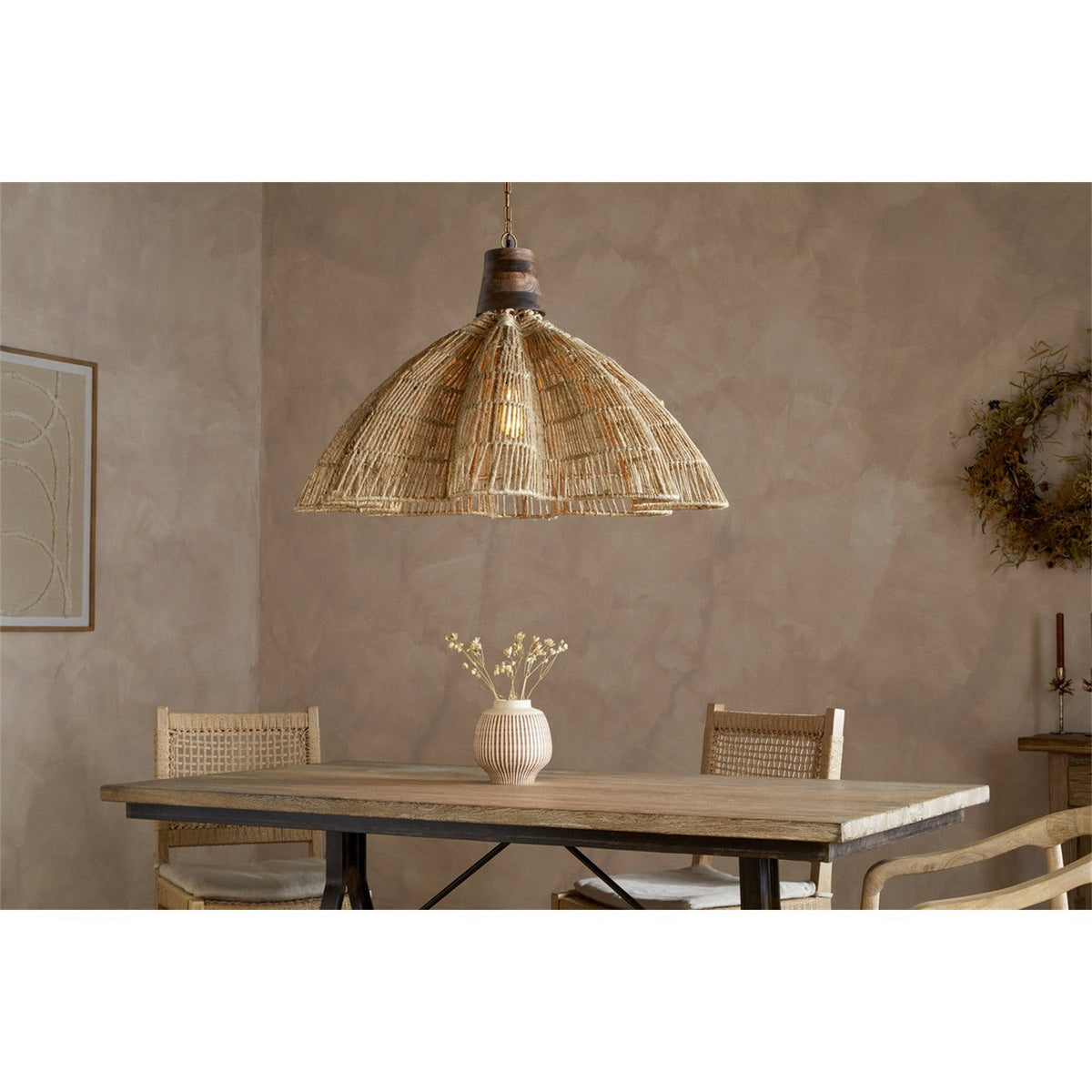 Tudai Large Woven Jute Pendant Light - Natural