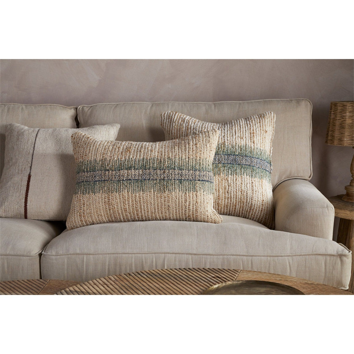 Zairya 50 x 50cm Jute & Cotton Cushion Cover - Sea Foam