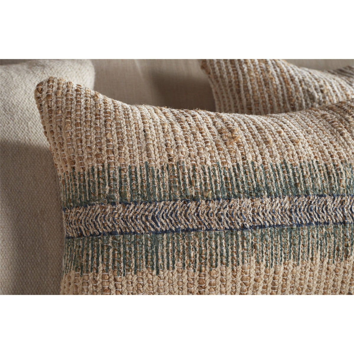 Zairya 60 x 40cm Jute & Cotton Cushion Cover - Sea Foam