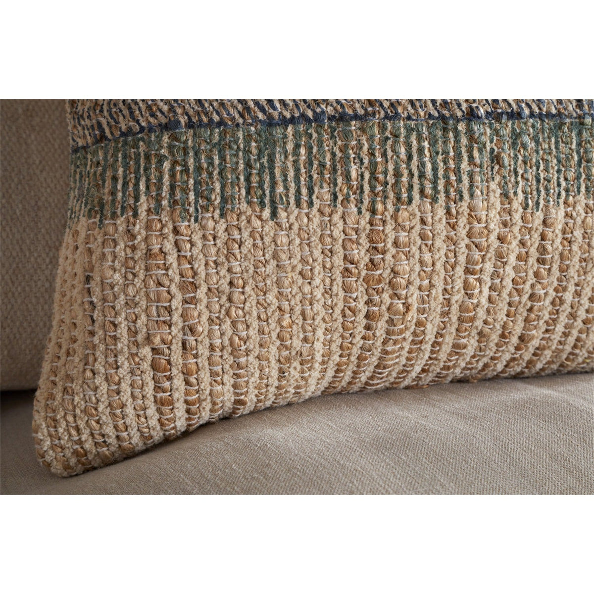 Zairya 60 x 40cm Jute & Cotton Cushion Cover - Sea Foam