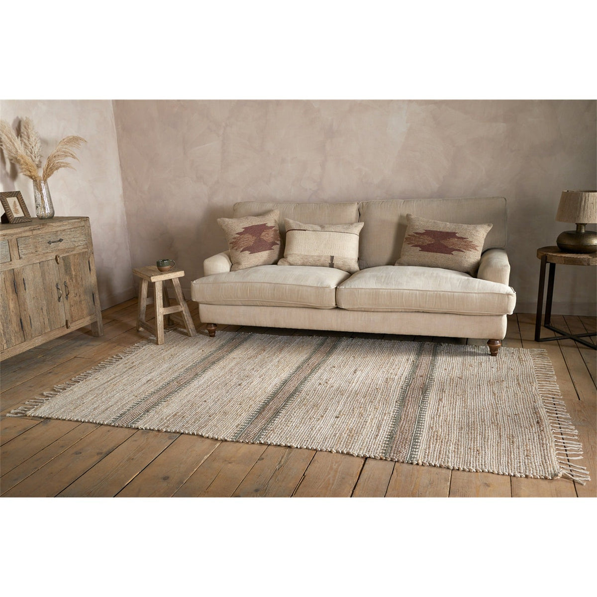 Zairya 150 x 240cm Cotton & Jute Kilim Rug - Natural