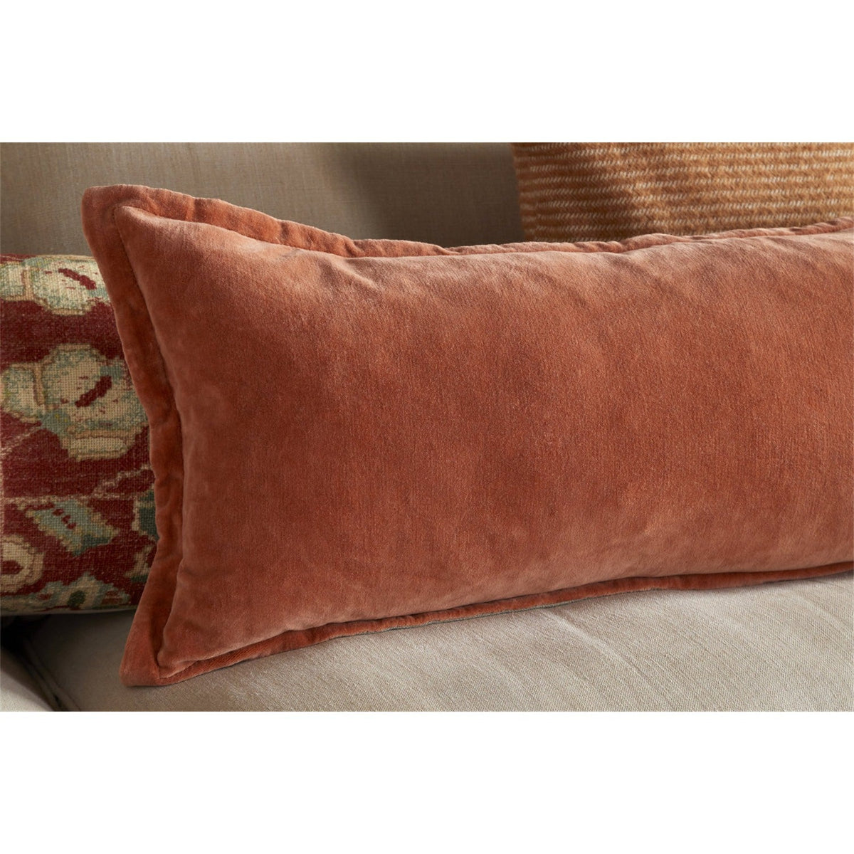Menmai 35 x 80cm Velvet Lumbar Cushion Cover - Cinnamon