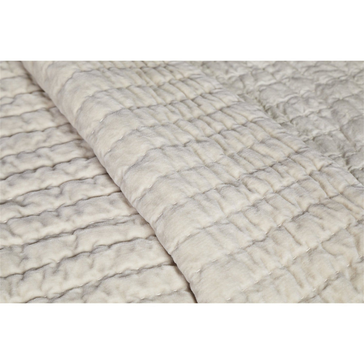 Nidra 220 x 240cm Velvet Quilted Bedspread - Natural