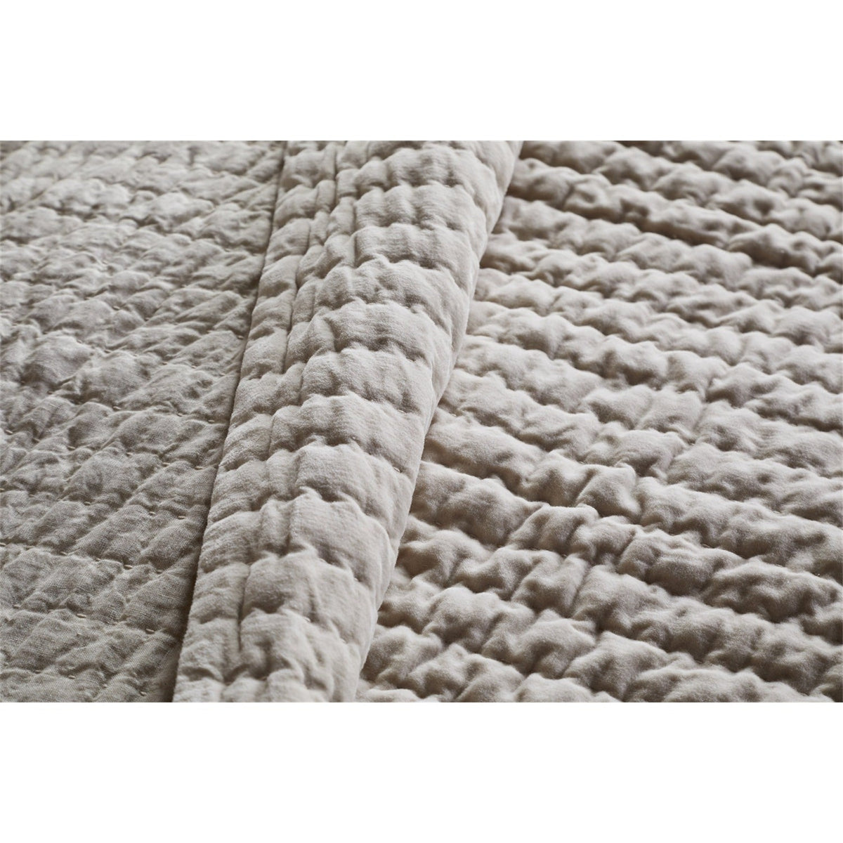 Nidra 220 x 240cm Velvet Quilted Bedspread - Natural