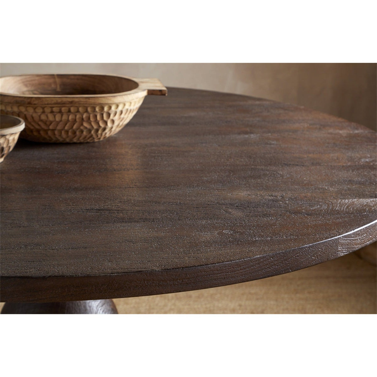 Laya Large Carved Wood Dining Table - Chocolate Brown