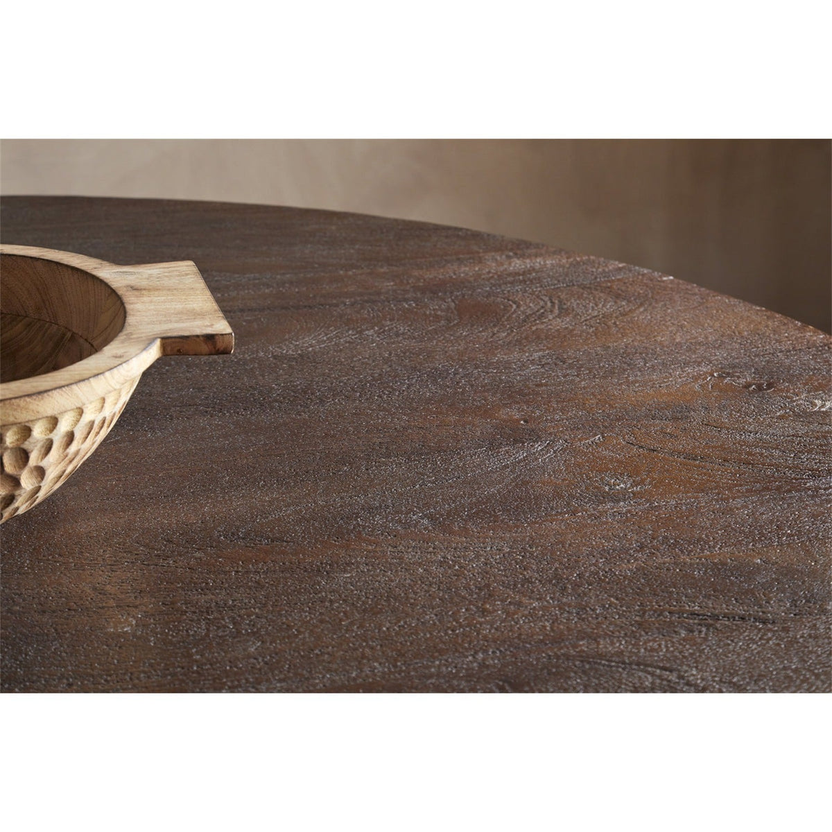 Laya Large Carved Wood Dining Table - Chocolate Brown