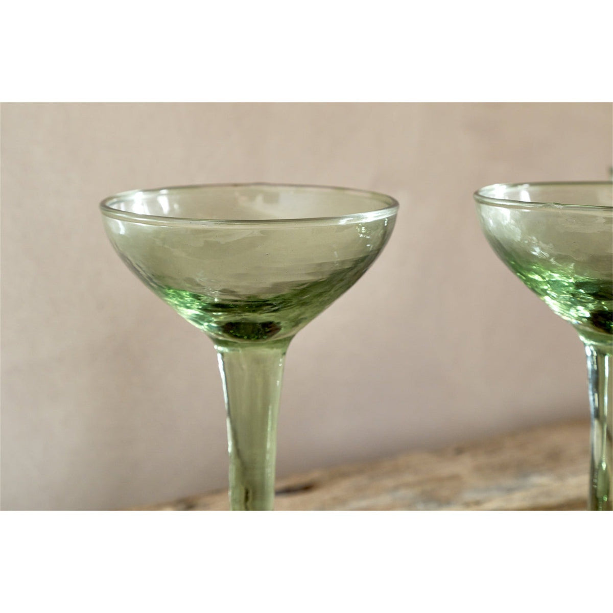 Yala Hammered Champagne Glasses - Sage Green - Set of 4