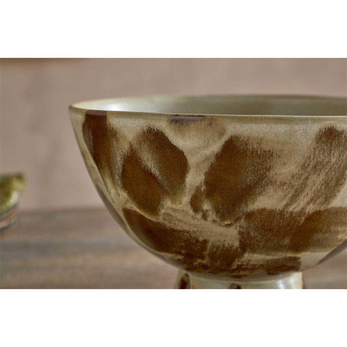 Terra Footed Fruit Bowl - Khaki Green