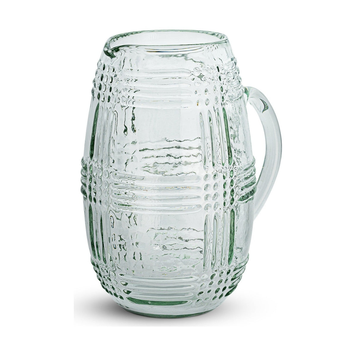 Kaanch Embossed Recycled Glass Jug - Clear