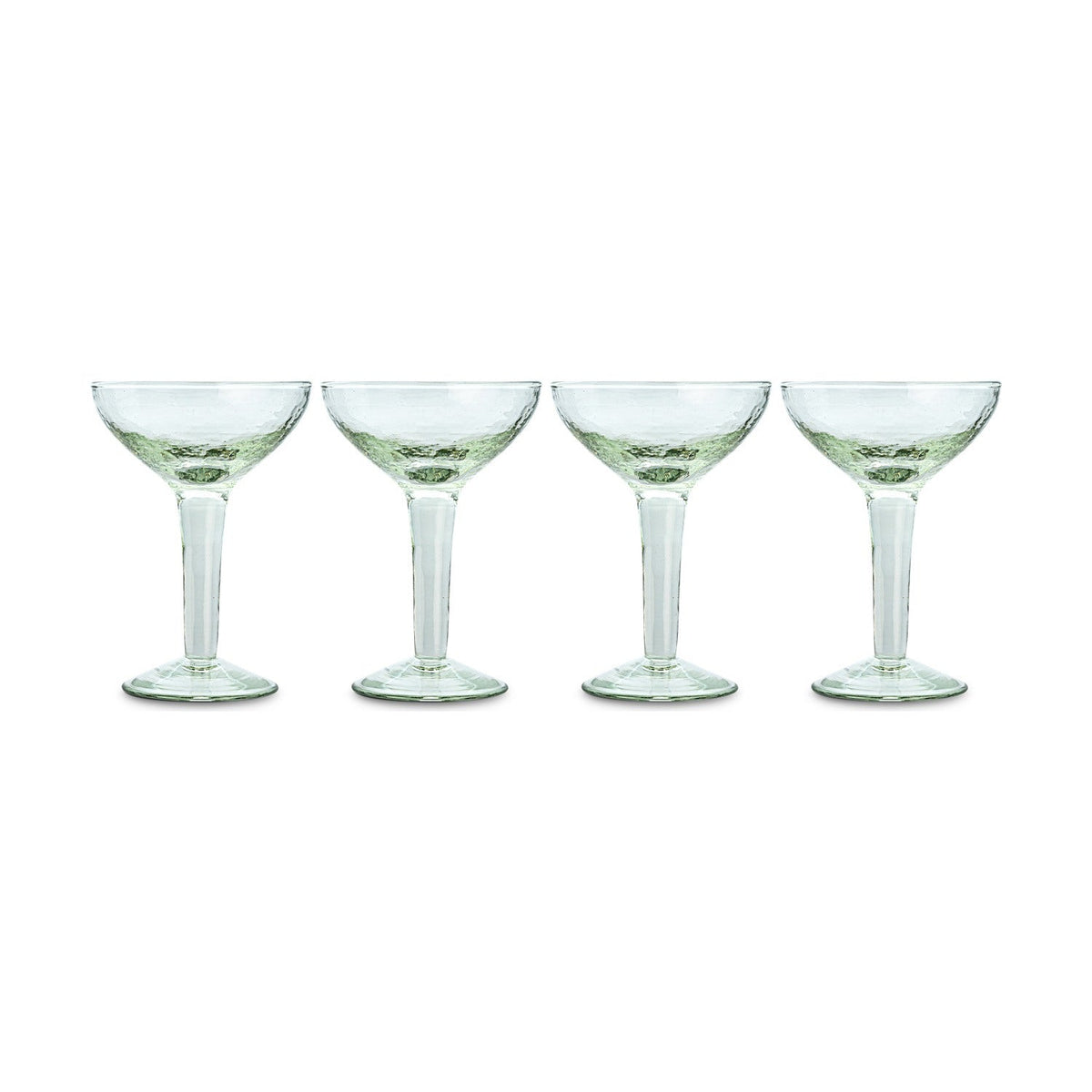 Yala Hammered Coupe Champagne Glasses - Clear - Set of 4