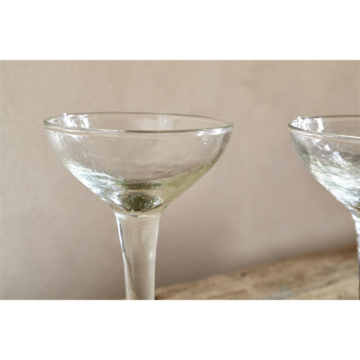 Yala Hammered Coupe Champagne Glasses - Clear - Set of 4