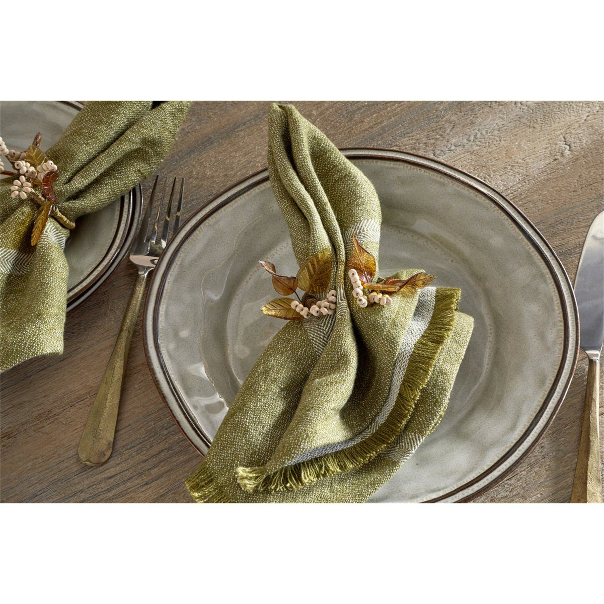 Parili Glass Napkin Rings - Natural & Rust - Set of 4