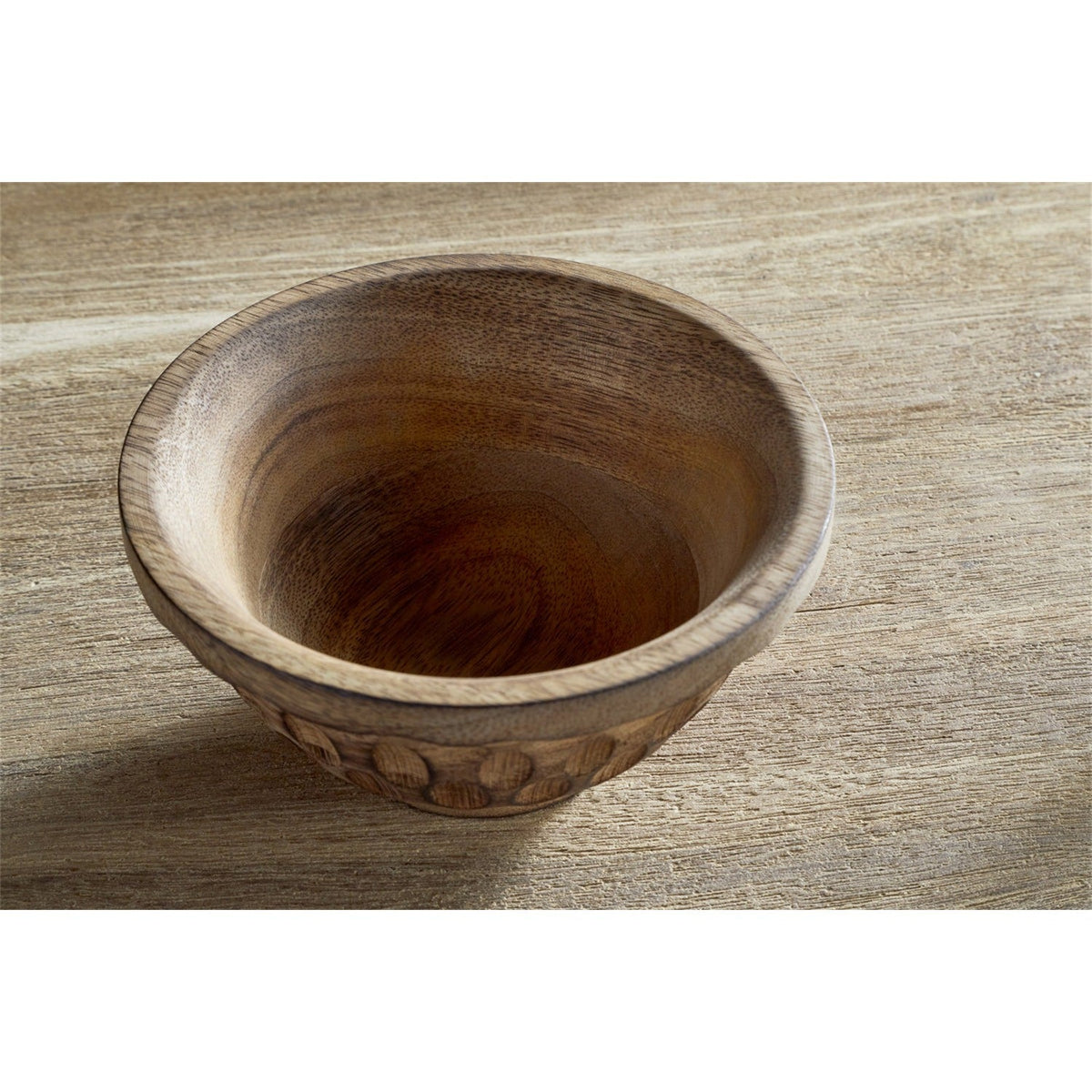 Pyaar Small Carved Mango Wood Serving Bowl - Natural