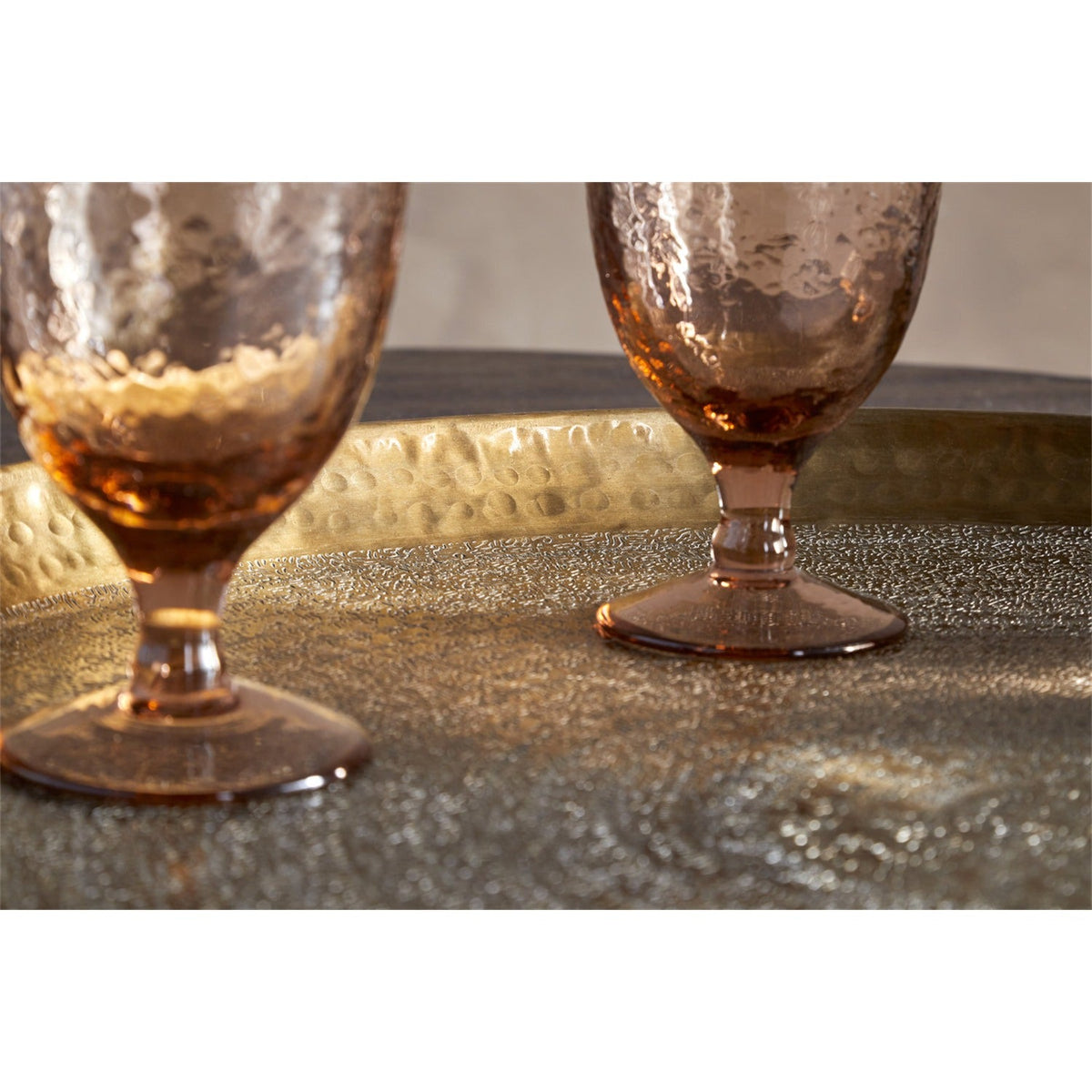 Dhanya Large Round Hammered Tray - Antique Brass