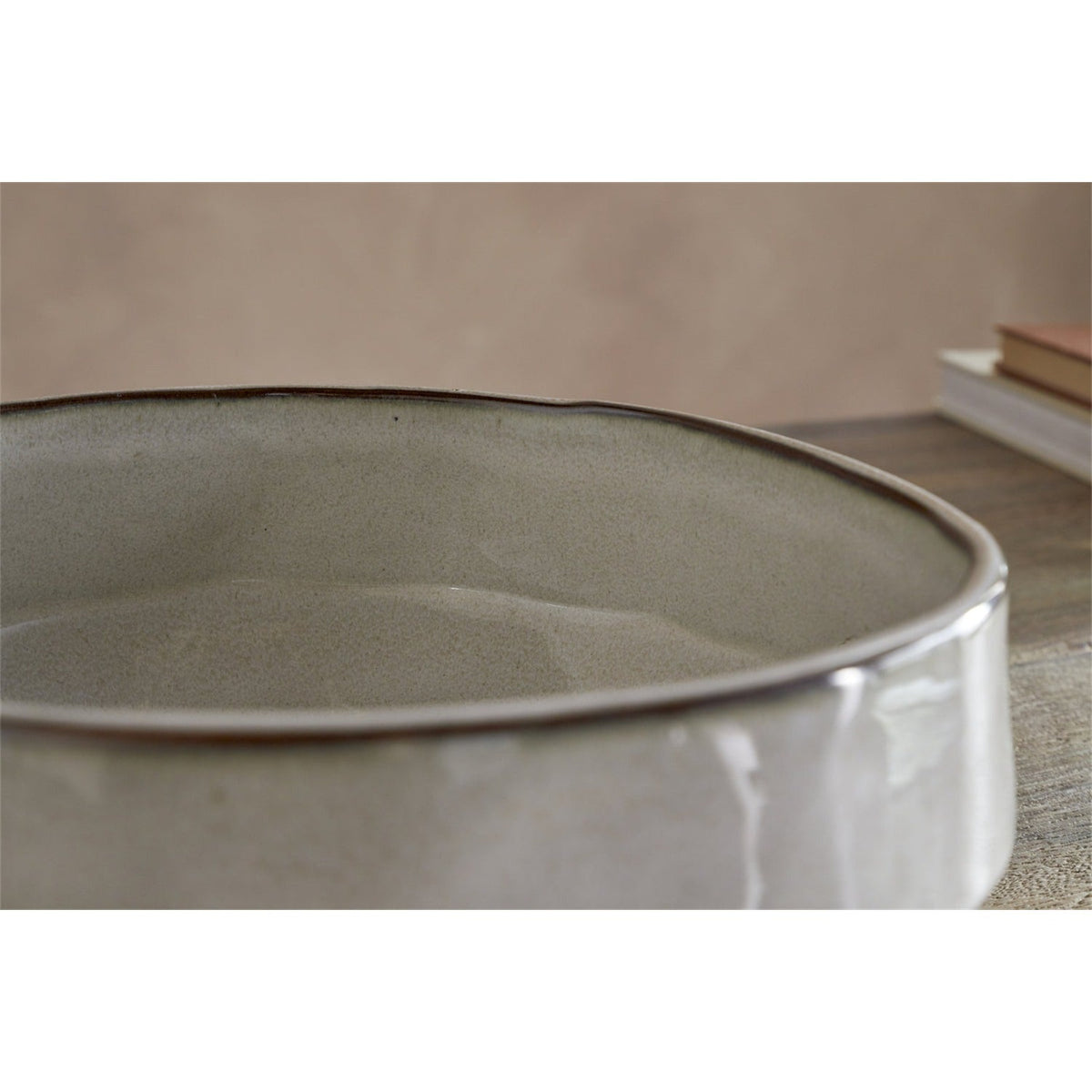 Pedra Earthenware Serving Bowl - Pewter