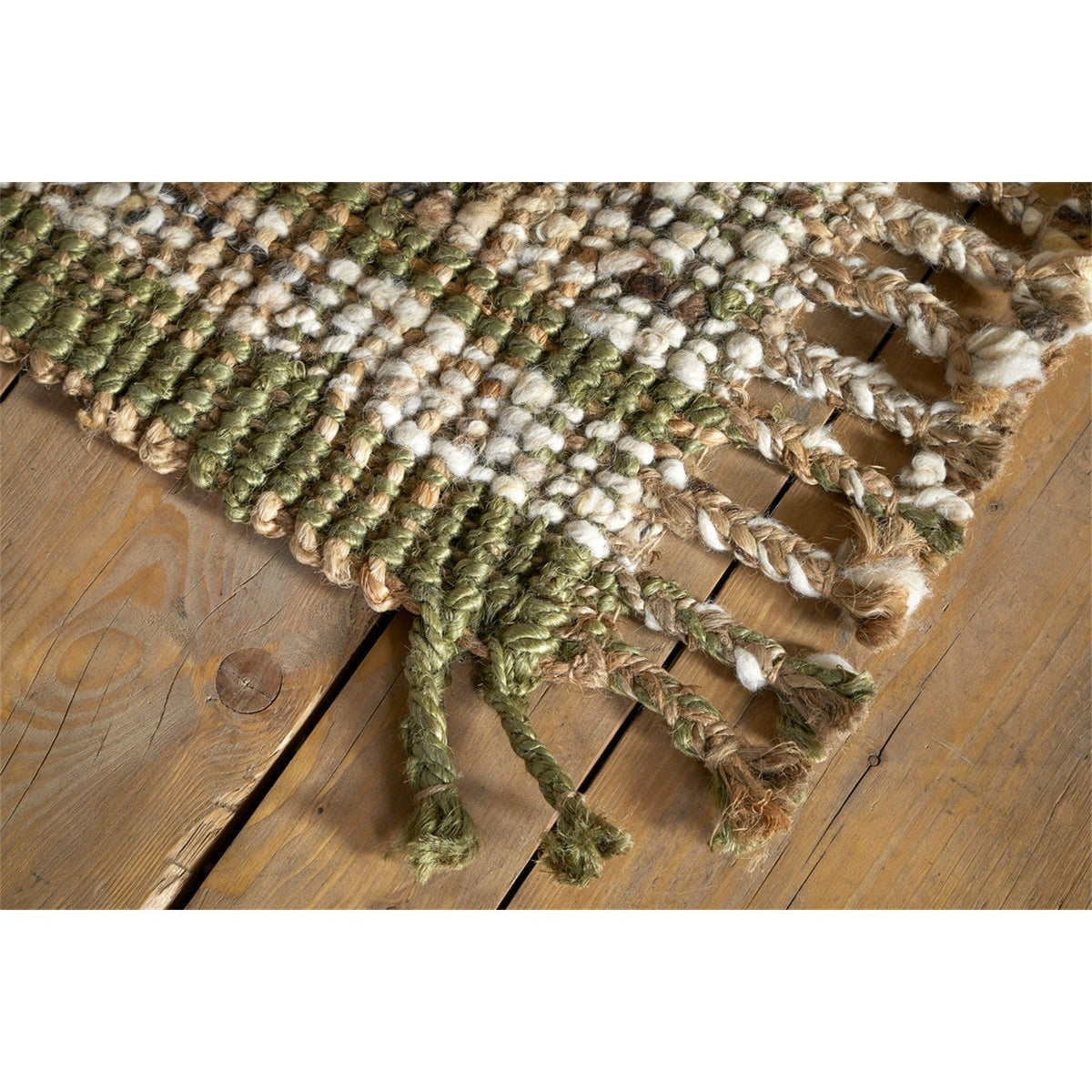 Kanta 66 x 200cm Jute & Tweed Runner Rug - Olive Green
