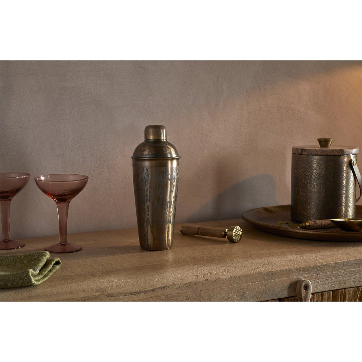 Dheema Etched Aluminium Cocktail Shaker - Bronze