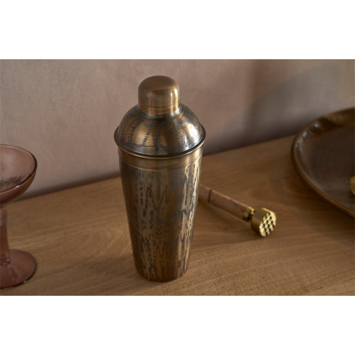 Dheema Etched Aluminium Cocktail Shaker - Bronze