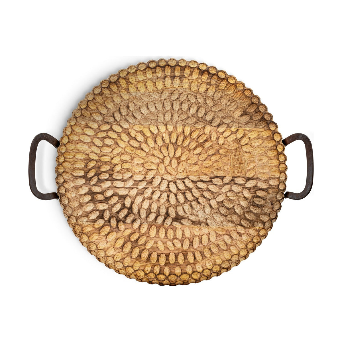 Pyaar Carved Mango Wood Tray - Natural