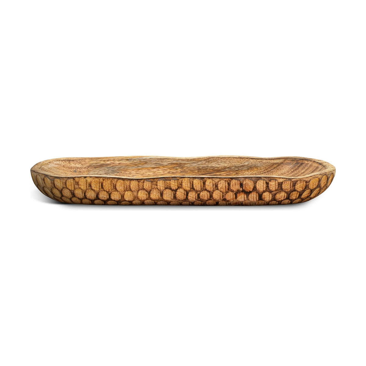 Pyaar Carved Mango Wood Serving Tray and Bowl - Natural