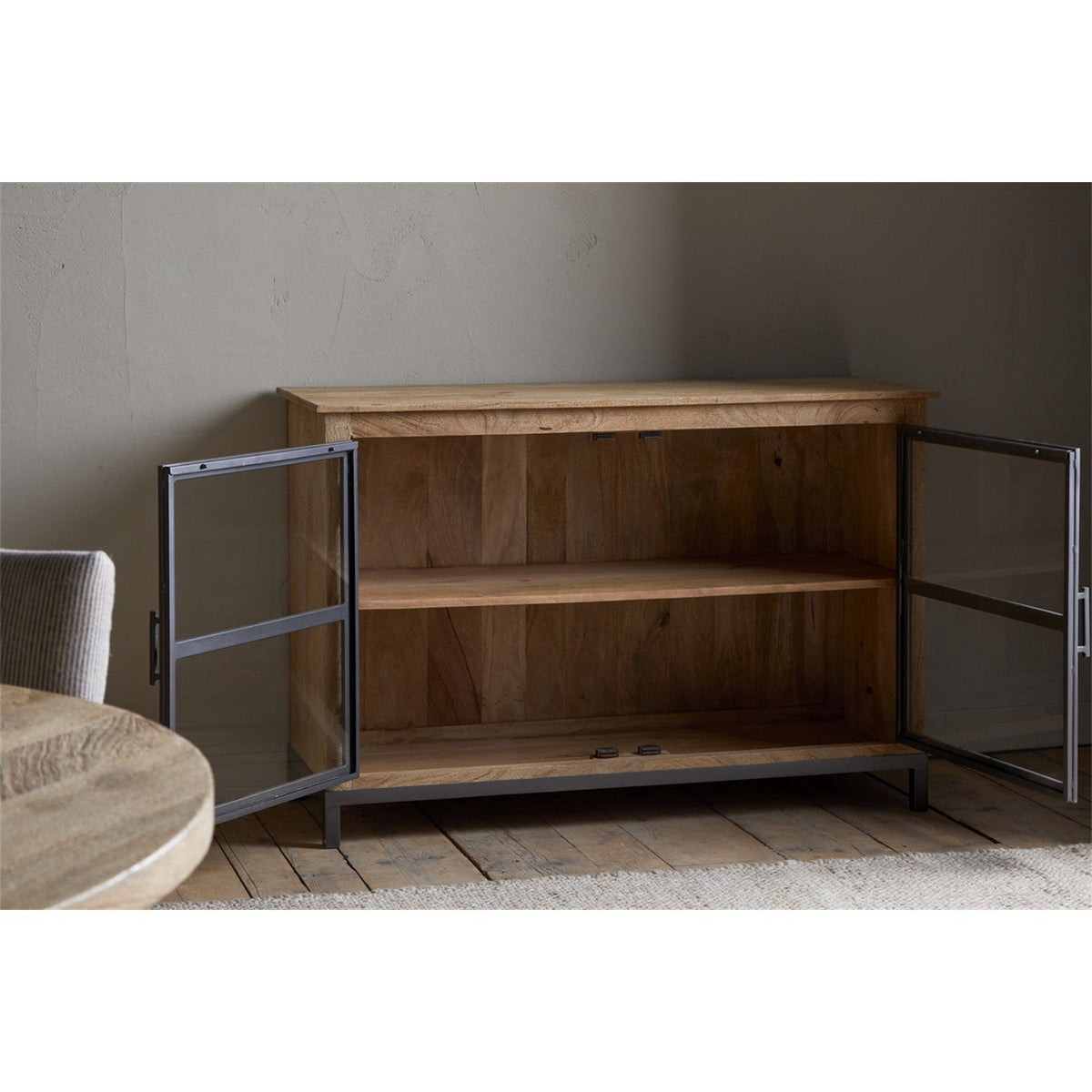 Nirvi Mango Wood & Iron Sideboard - Black