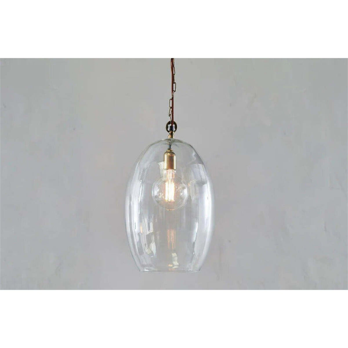 Otoro Large Oval Recycled Glass Pendant Light - Clear
