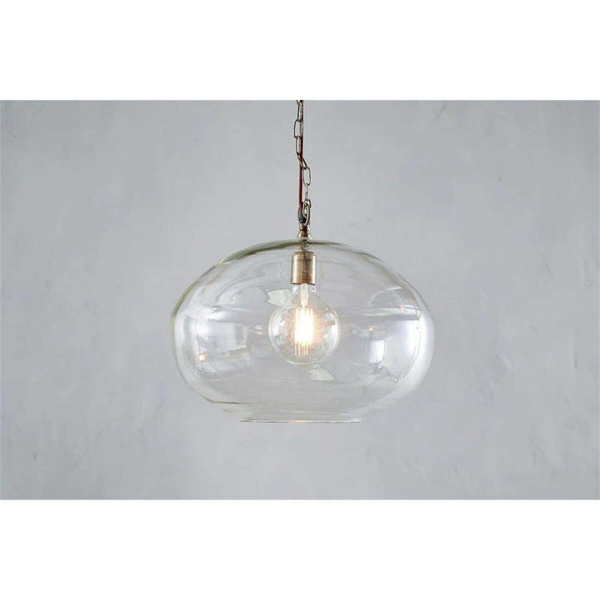 Otoro Large Round Recycled Glass Pendant Light - Clear