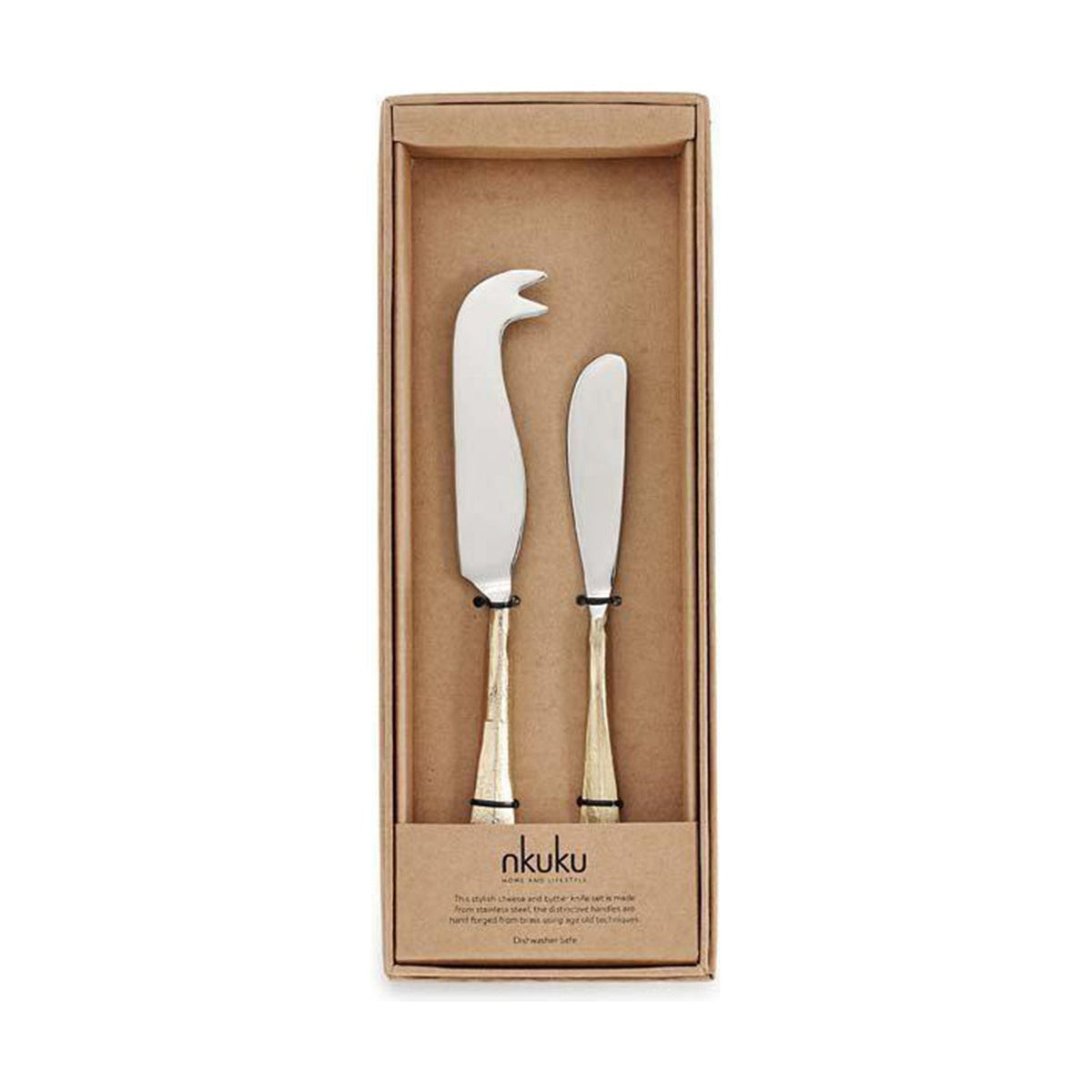 Osko Butter & Cheese Knife Set - Brushed Gold