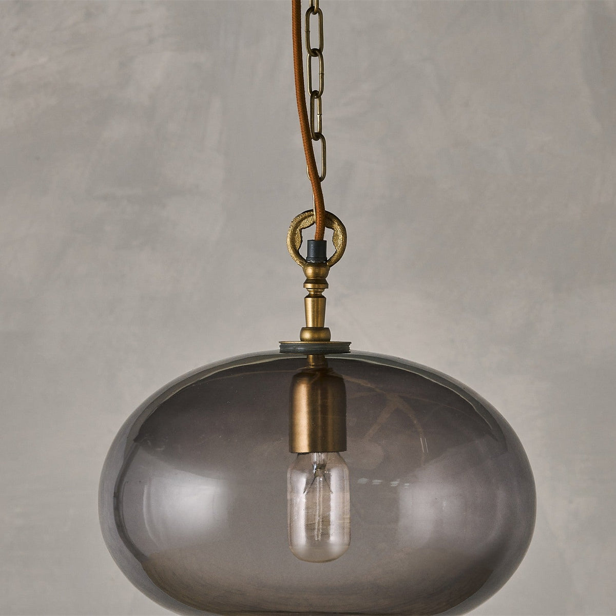 Otoro Small Round Recycled Glass Pendant Light - Smoke