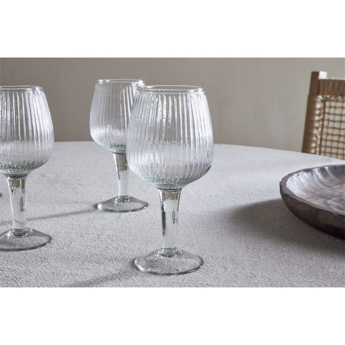 Otuba Ribbed Wine Glasses - Clear - Set of 4