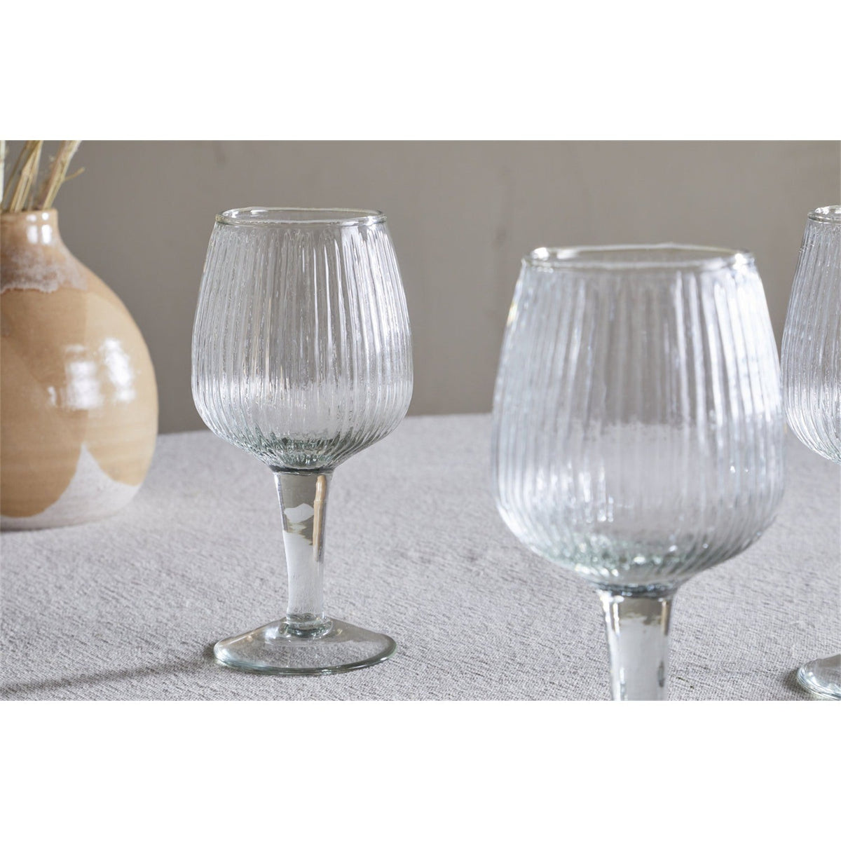 Otuba Ribbed Wine Glasses - Clear - Set of 4