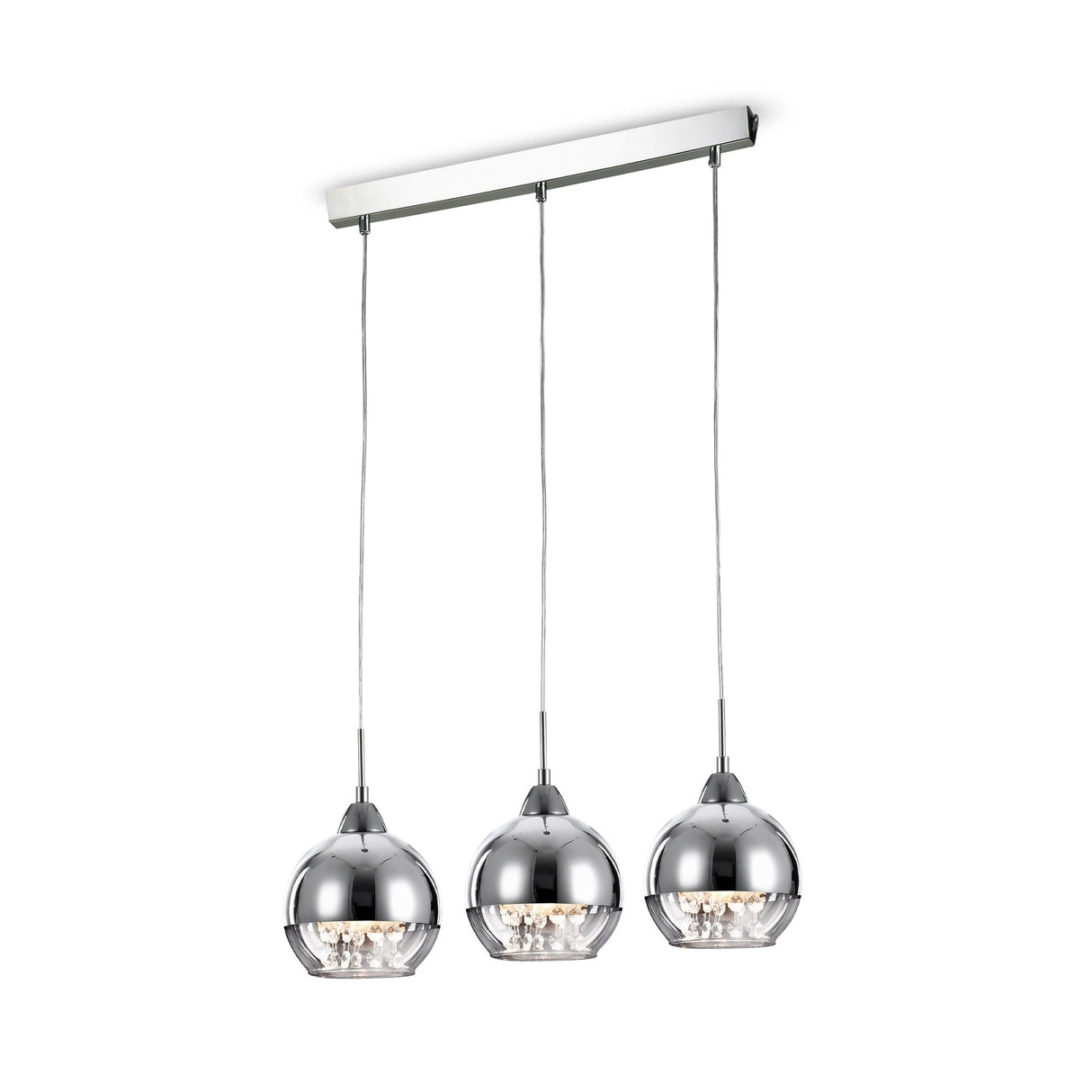 Iceberg 3 Light Bar Pendant in nickel, featuring a modern bar design with three lights and a sleek nickel finish