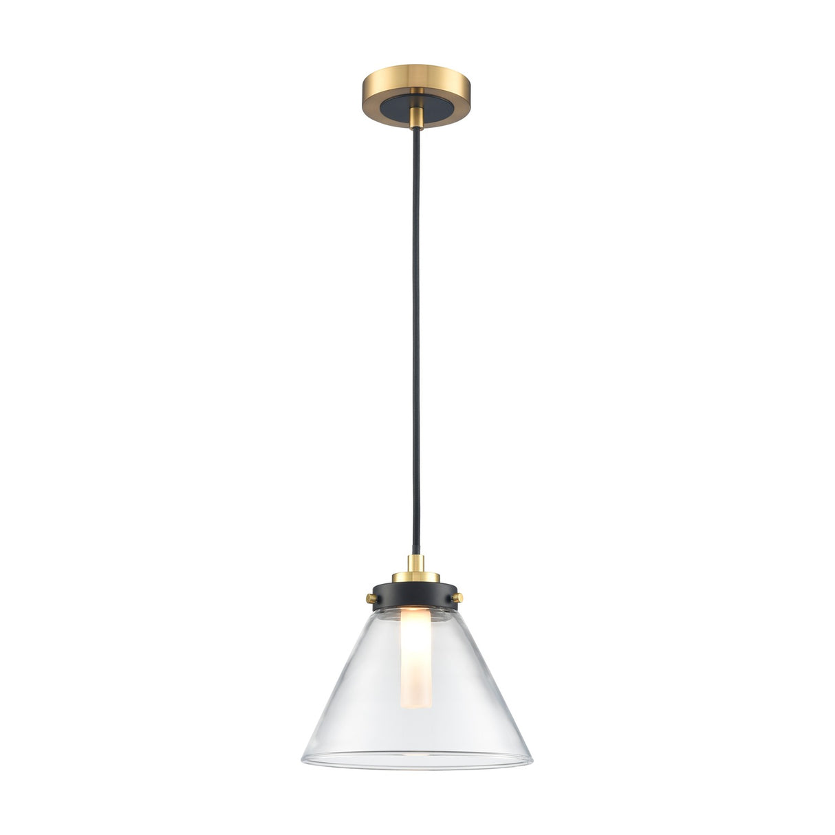 Conica pendant light in black and brass finish