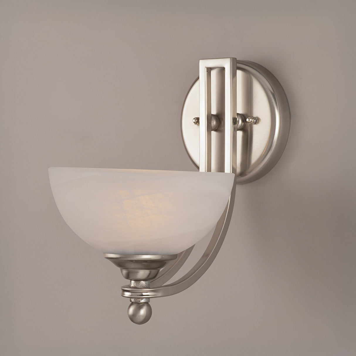 Dexlan 1 Light Wall Light - Satin Nickel & White Alabaster