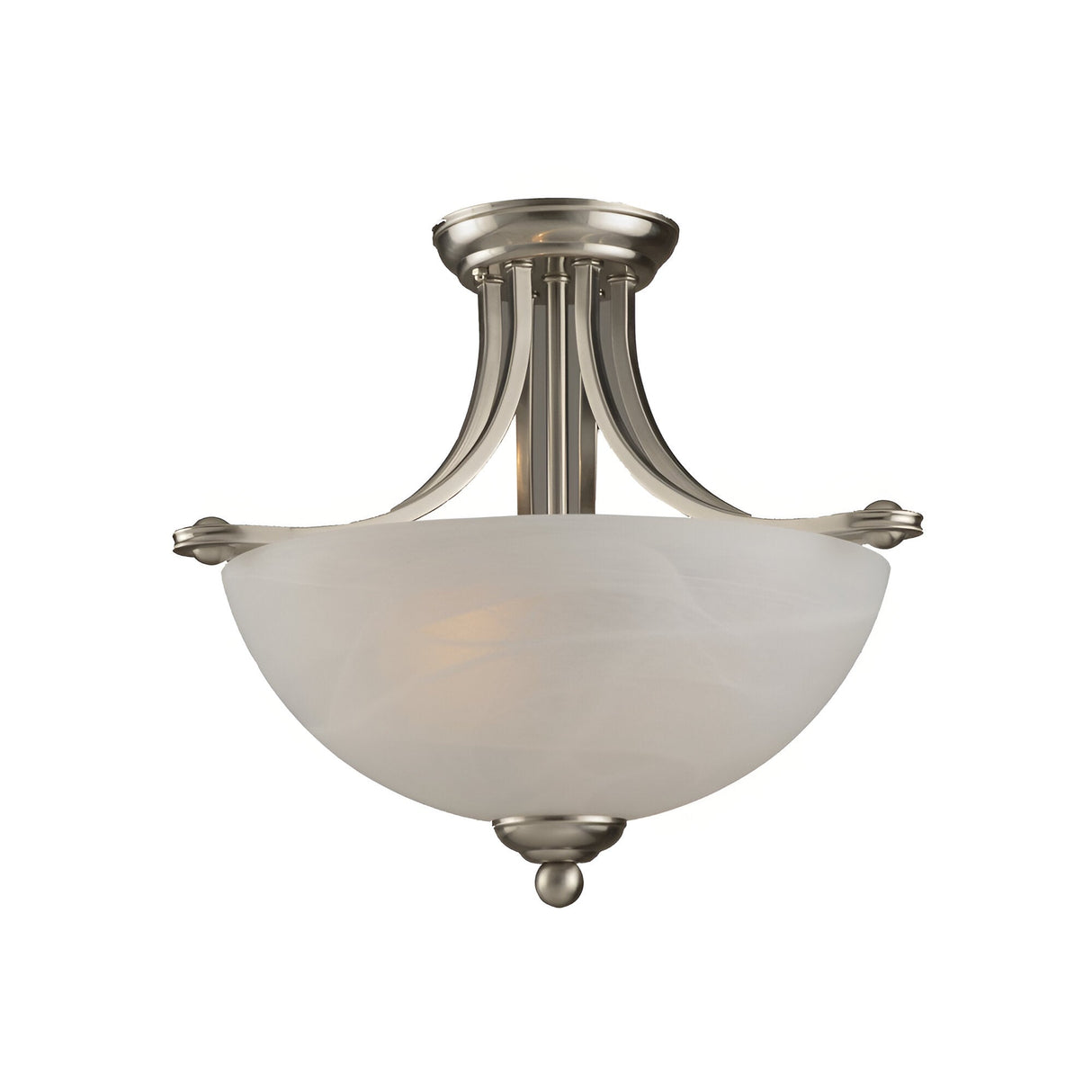 Dexlan 2 Light Semi-Flush Light - Satin Nickel & White Alabaster