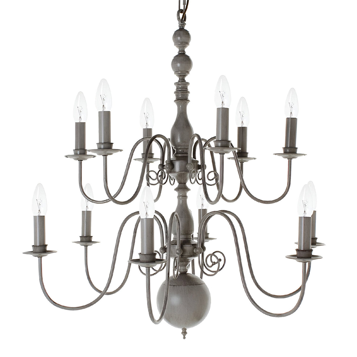 Bonelle 12 Light Hand Painted Chandelier - Grey