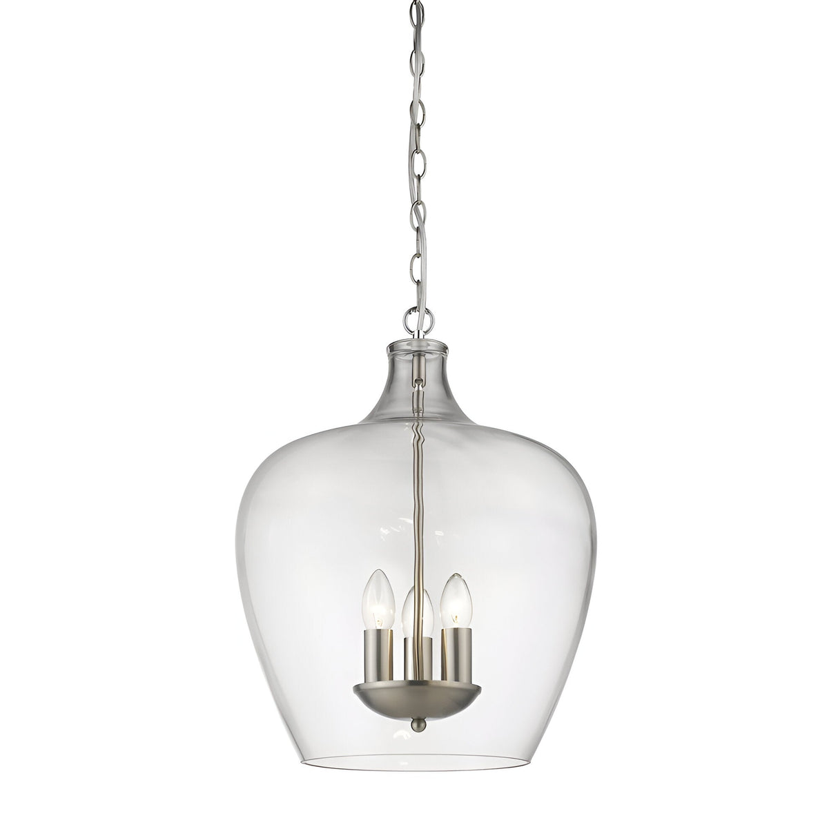 Vesa 3 Light Clear Glass Pendant Light - Satin Nickel