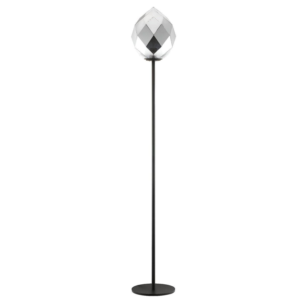 Aura 1 Light Black Glass Floor Lamp - Black