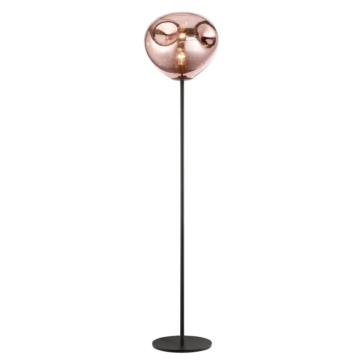 Luxa 1 Light Glass Floor Lamp - Copper/Black
