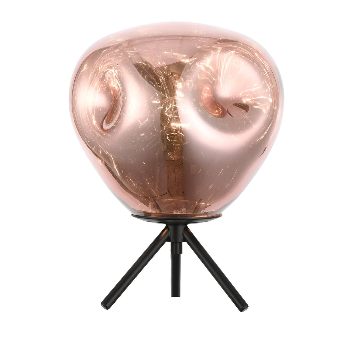 Luxa 1 Light Glass Table Lamp - Copper/Black