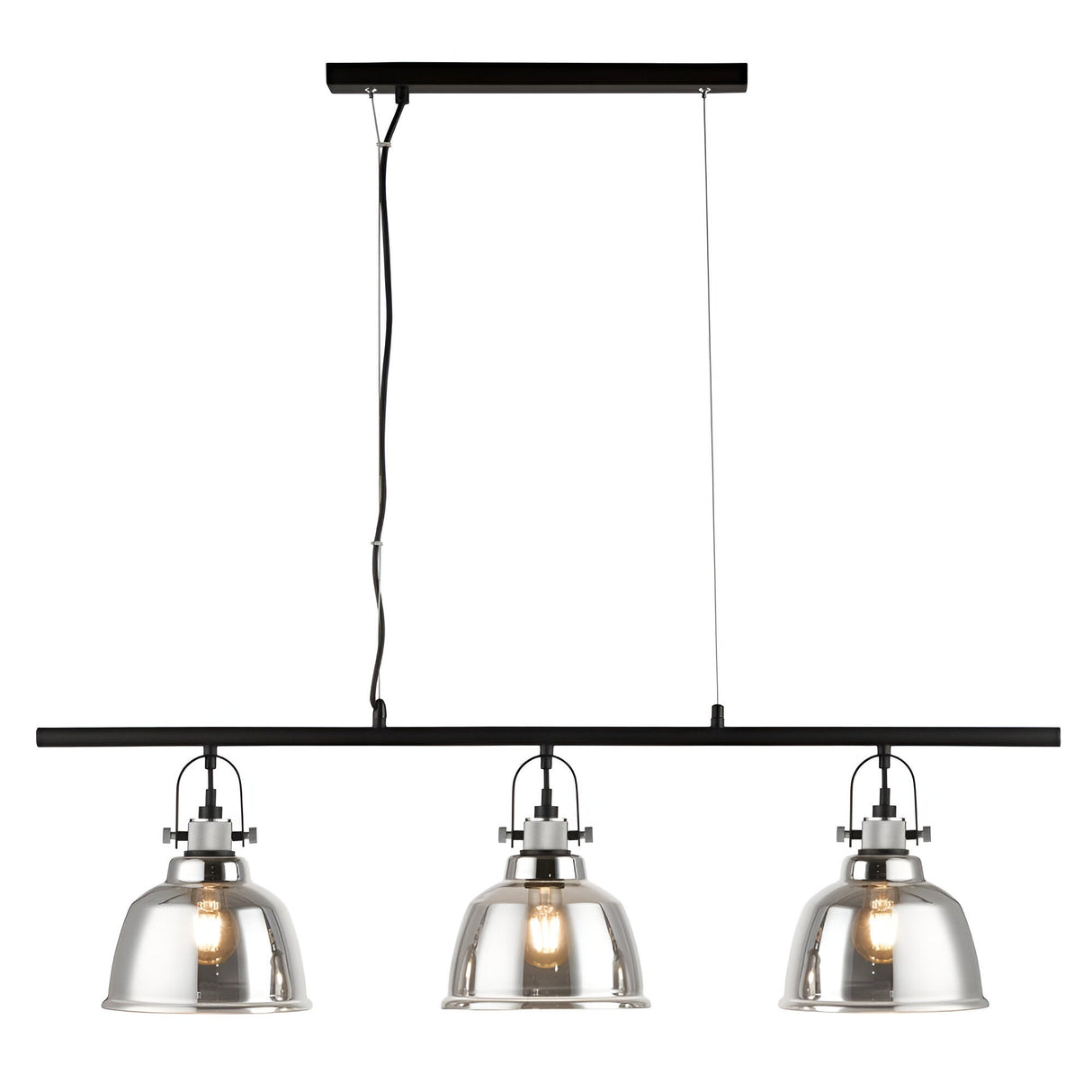Elara 3 Light Glass Linear Suspension Light - Smoked Black