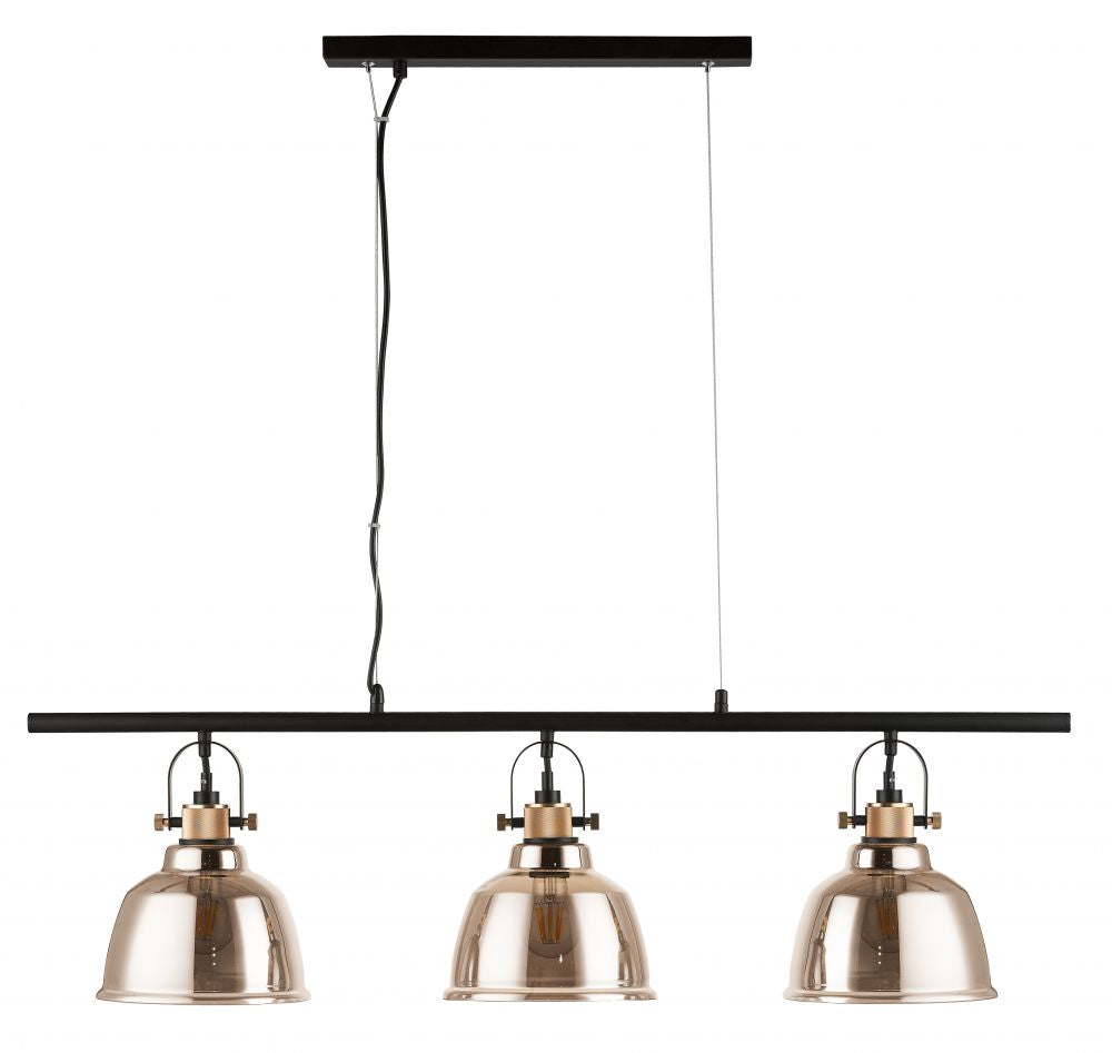 Elara 3 Light Glass Linear Suspension Light - Gold