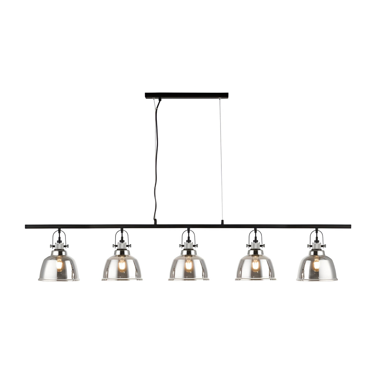 Elara 5 Light Glass Linear Suspension Light - Smoked Black