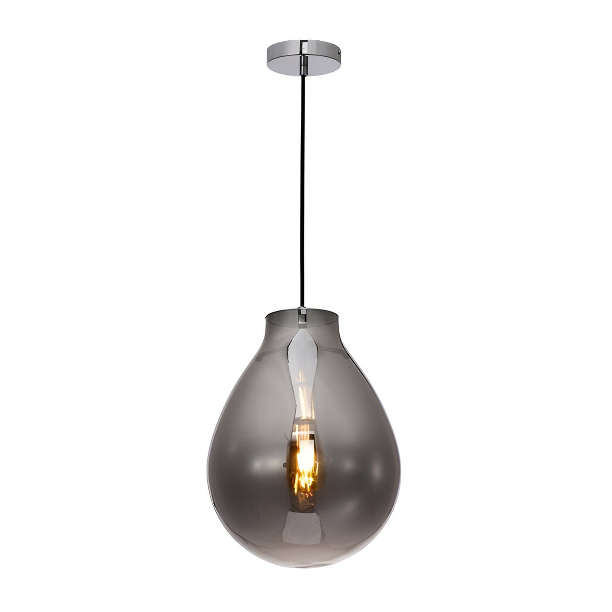 Brisa 1 Light Glass Pendant Light - Smoked Black